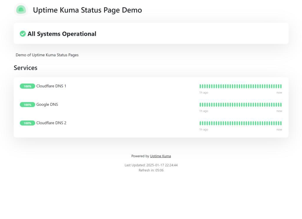 Uptime Kuma Status Page Demo